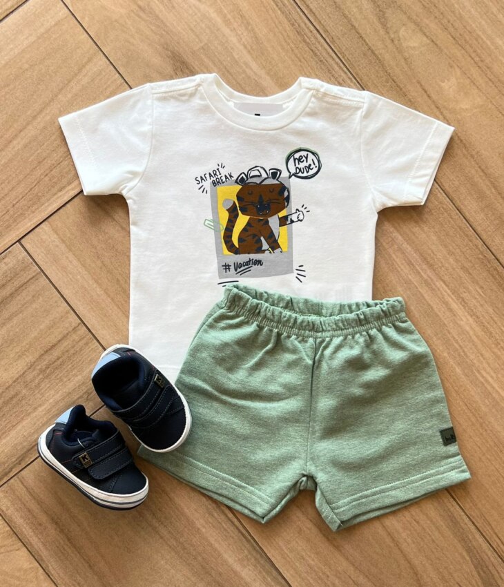 Conjunto Infantil Masculino Safari Break Camiseta e Bermuda Fernanda Ramos Kids