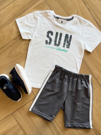 fernandaramoskids com br Conjunto Infantil Masculino Sun Camiseta Bermuda 1