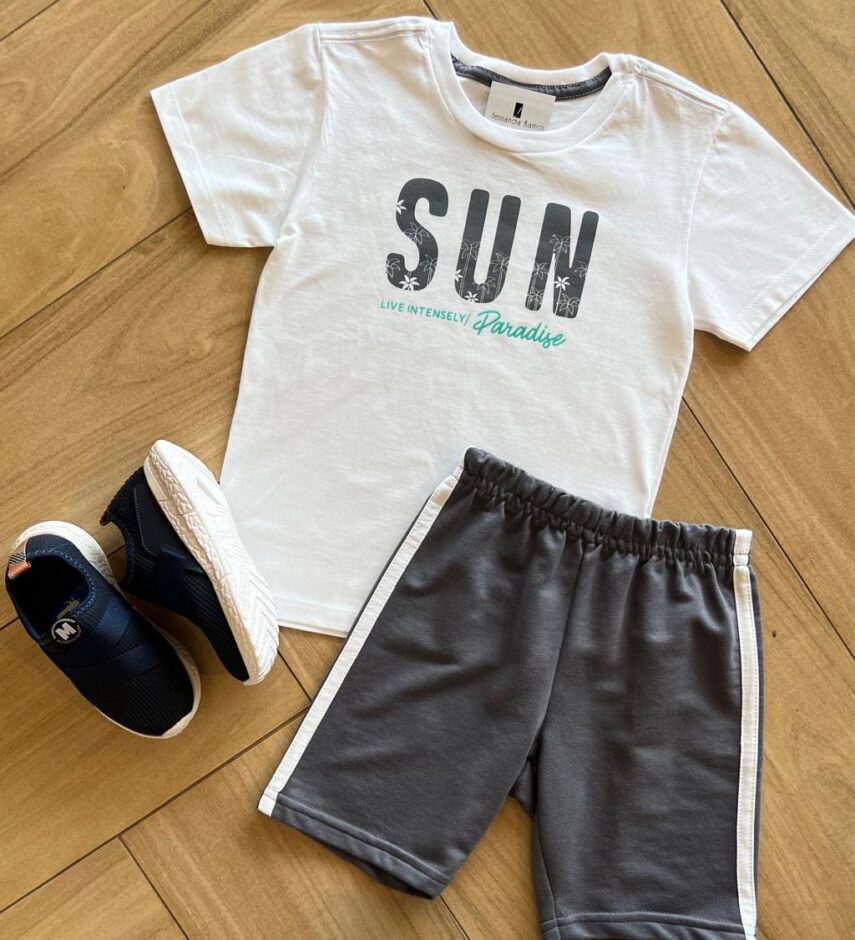 fernandaramoskids com br Conjunto Infantil Masculino Sun Camiseta Bermuda 1