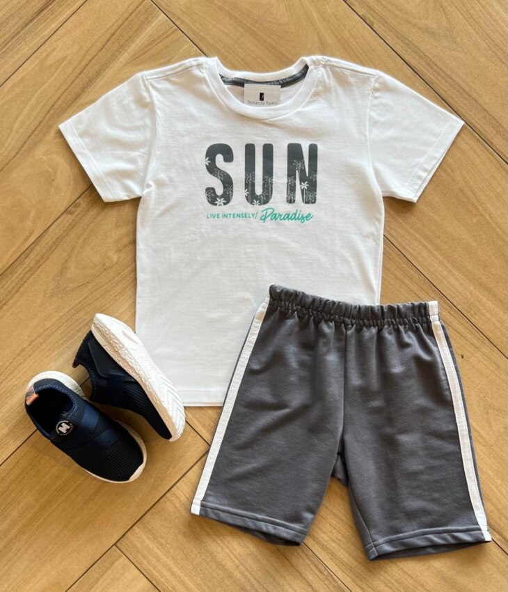 Conjunto Infantil Masculino Sun Camiseta Bermuda Fernanda ramos kids