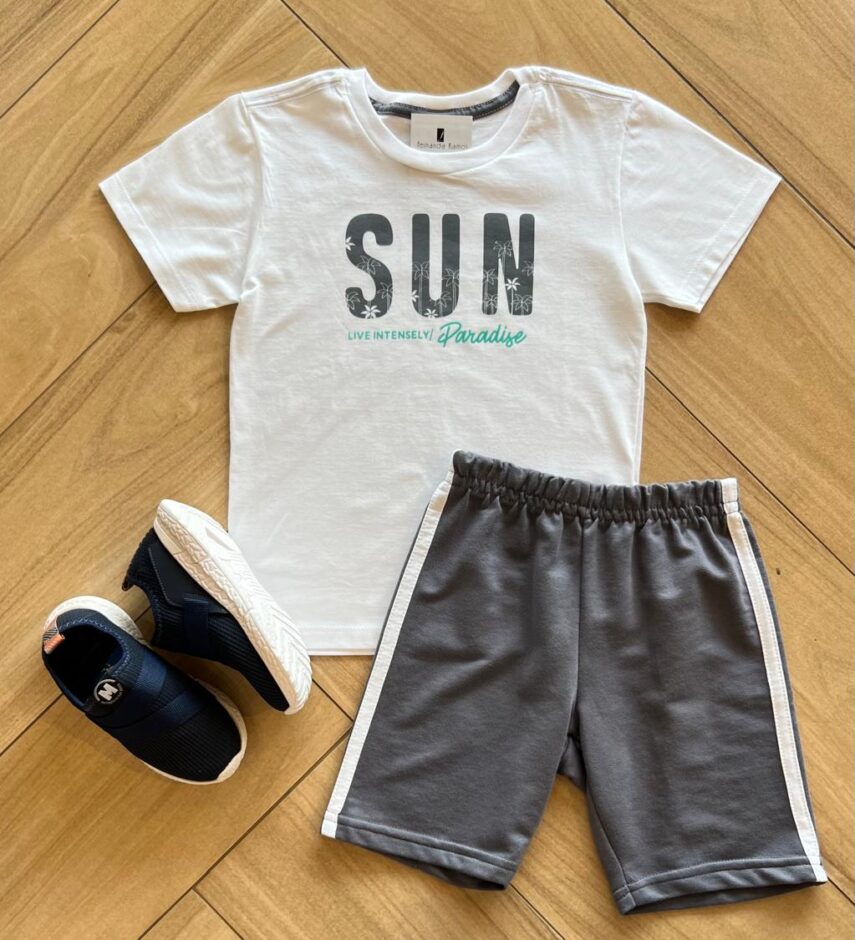 Conjunto Infantil Masculino Sun Camiseta Bermuda Fernanda ramos kids