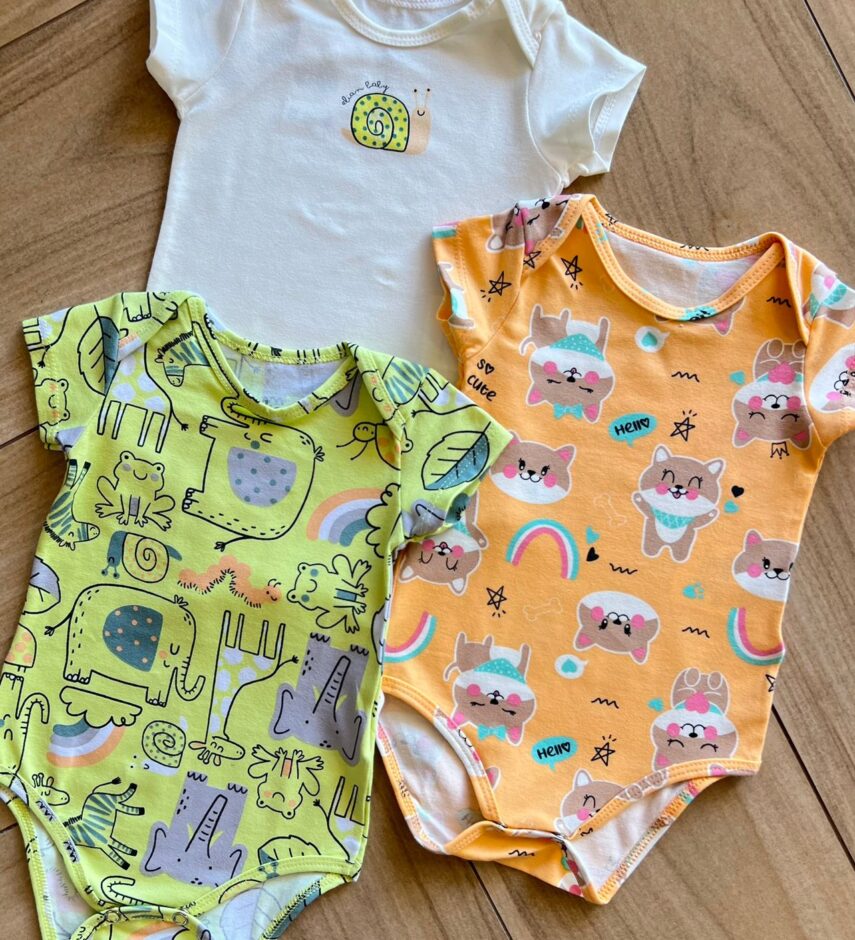 fernandaramoskids com br Kit 3 Body Infantil Unissex com Manga Estampados1