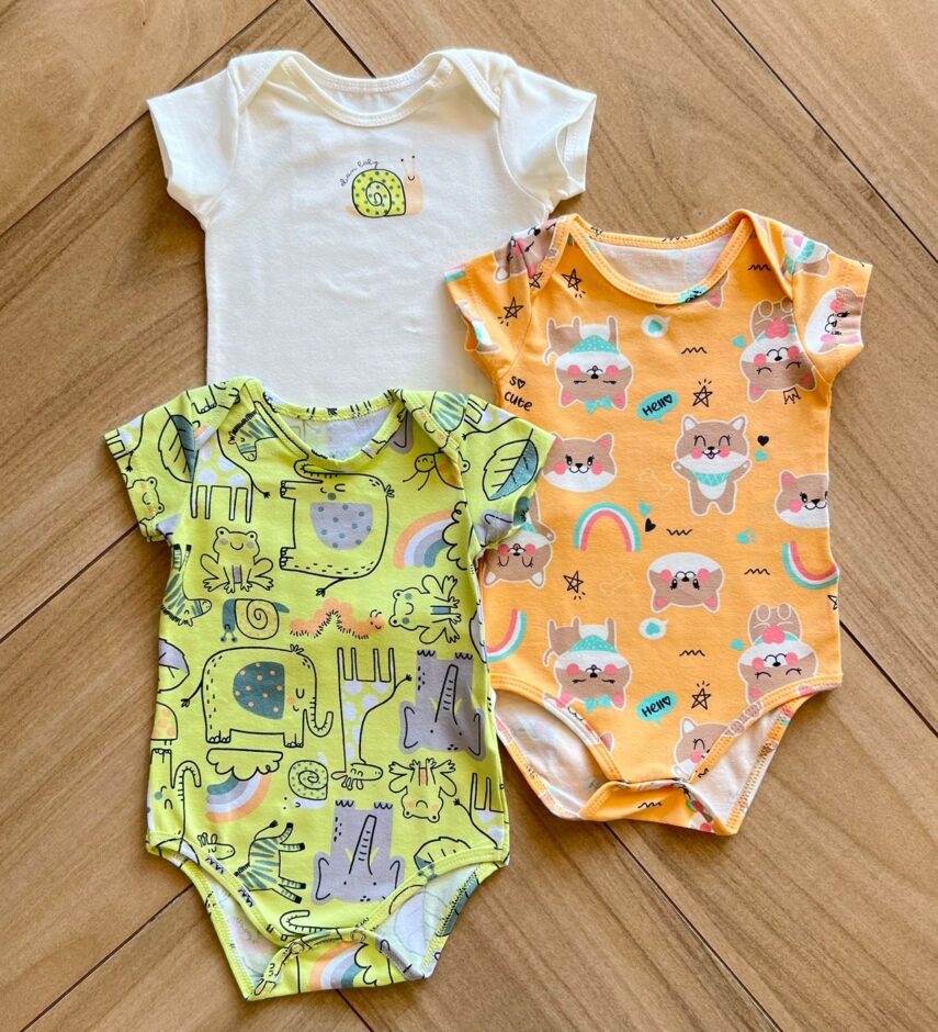 Kit 3 Body Infantil Unissex com Manga Estampados Fernanda Ramos Kids