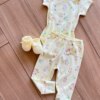 fernandaramoskids com br Calça Infantil Feminina em Suedine Estampa Patinhos Amarela2