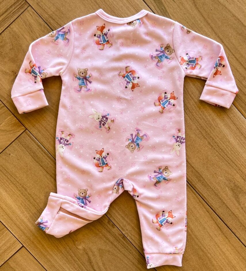 fernandaramoskids com br Macacão Infantil Feminino Manga Longa Estampado Bichinhos Rosa2