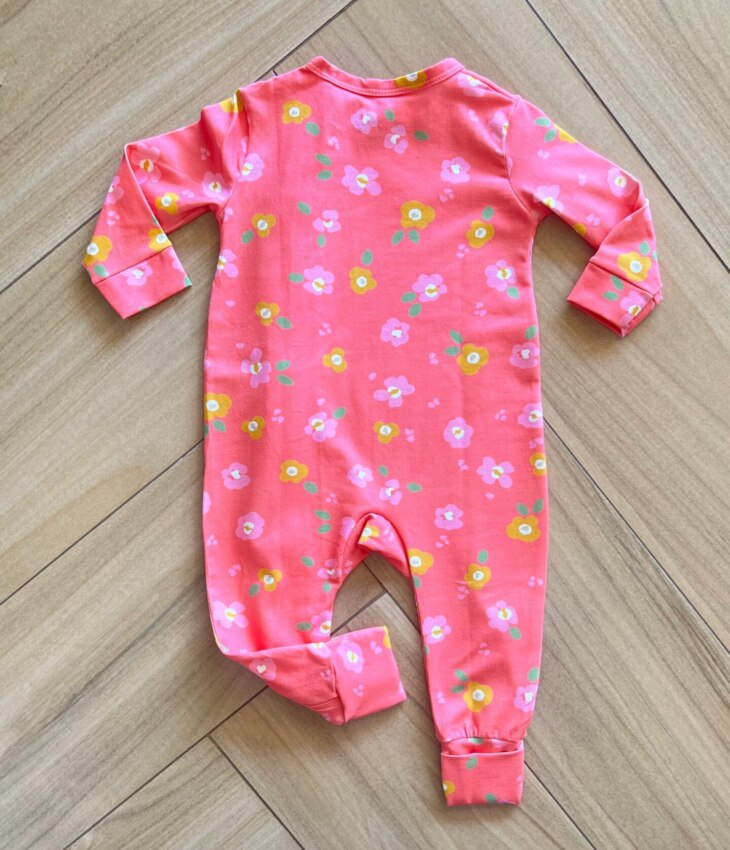 fernandaramoskids com br Macacão Infantil Feminino Manga Longa Estampado Florzinhas Rosa2