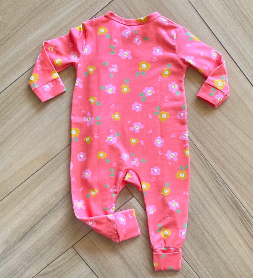 fernandaramoskids com br Macacão Infantil Feminino Manga Longa Estampado Florzinhas Rosa2