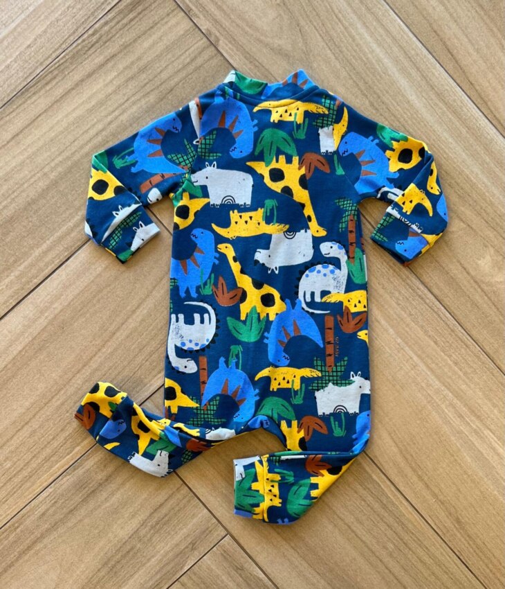 Macacão Infantil Masculino Manga Longa Estampado com Zíper Azul Fernanda Ramos Kids