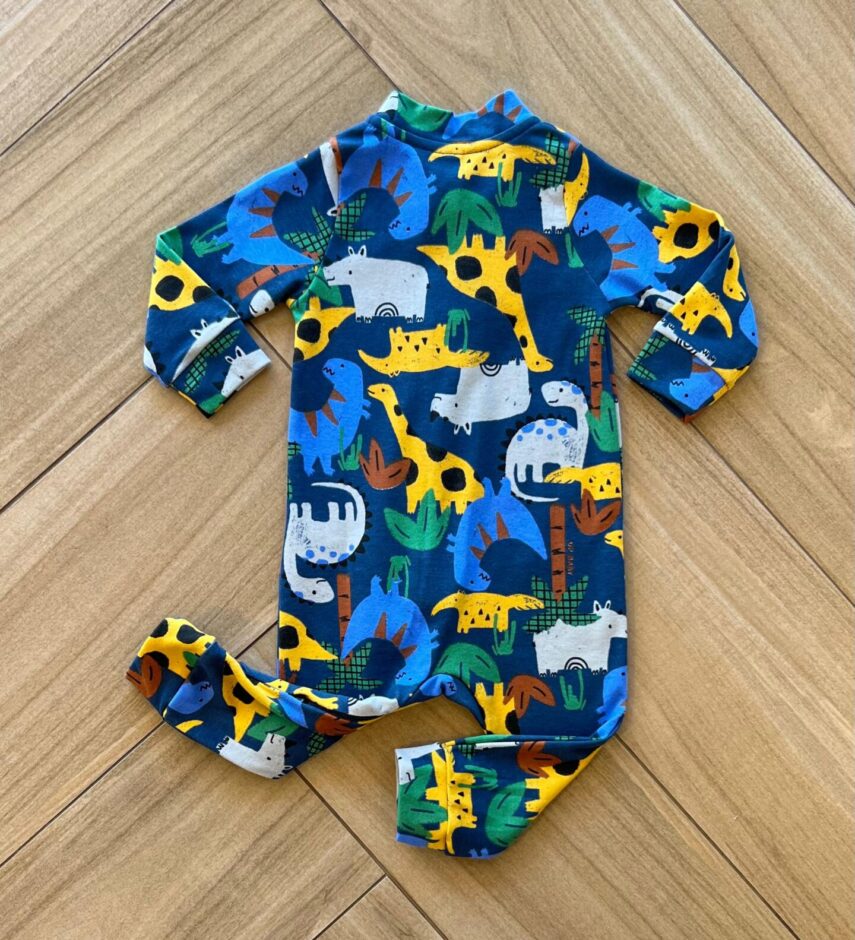 Macacão Infantil Masculino Manga Longa Estampado com Zíper Azul Fernanda Ramos Kids