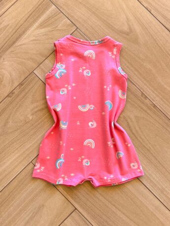 Macaquinho Infantil Feminino Estampado Arco Íris Rosa Fernanda Ramos Kids