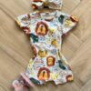 Macaquinho Infantil Feminino Estamapado Safari Off White Fernanda Ramos Kid