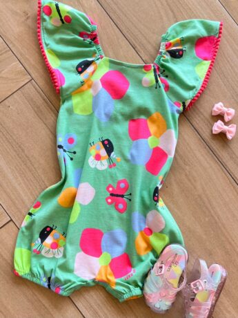 fernandaramoskids com br Macaquinho Infantil Feminino Meia Malha Estampa Flor Verde1