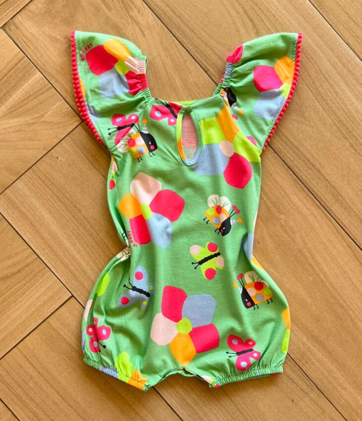 fernandaramoskids com br Macaquinho Infantil Feminino Meia Malha Estampa Flor Verde2