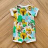 Macaquinho Infantil Masculino Manga Curta Estampa Tropical Off White Fernanda Ramos Kids