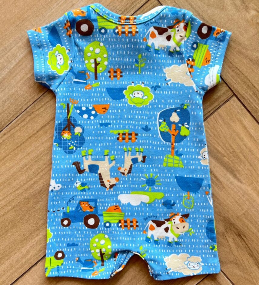 fernandaramoskids com br Macaquinho Infantil Masculino Manga Curta Meia Malha Azul Estampado 2