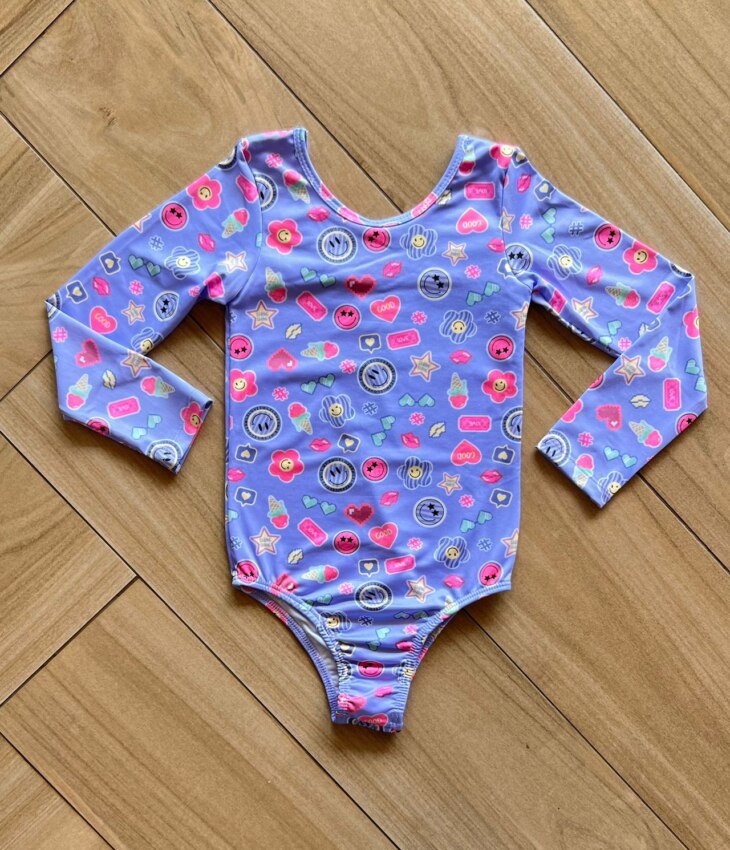 Maio Feminino Infantil Manda Longa Estampa Emojis Lilás Fernanda Ramos Kids