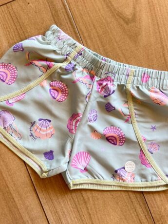 fernandaramoskids com br Short Infantil Feminino Estampado Concha Verde1