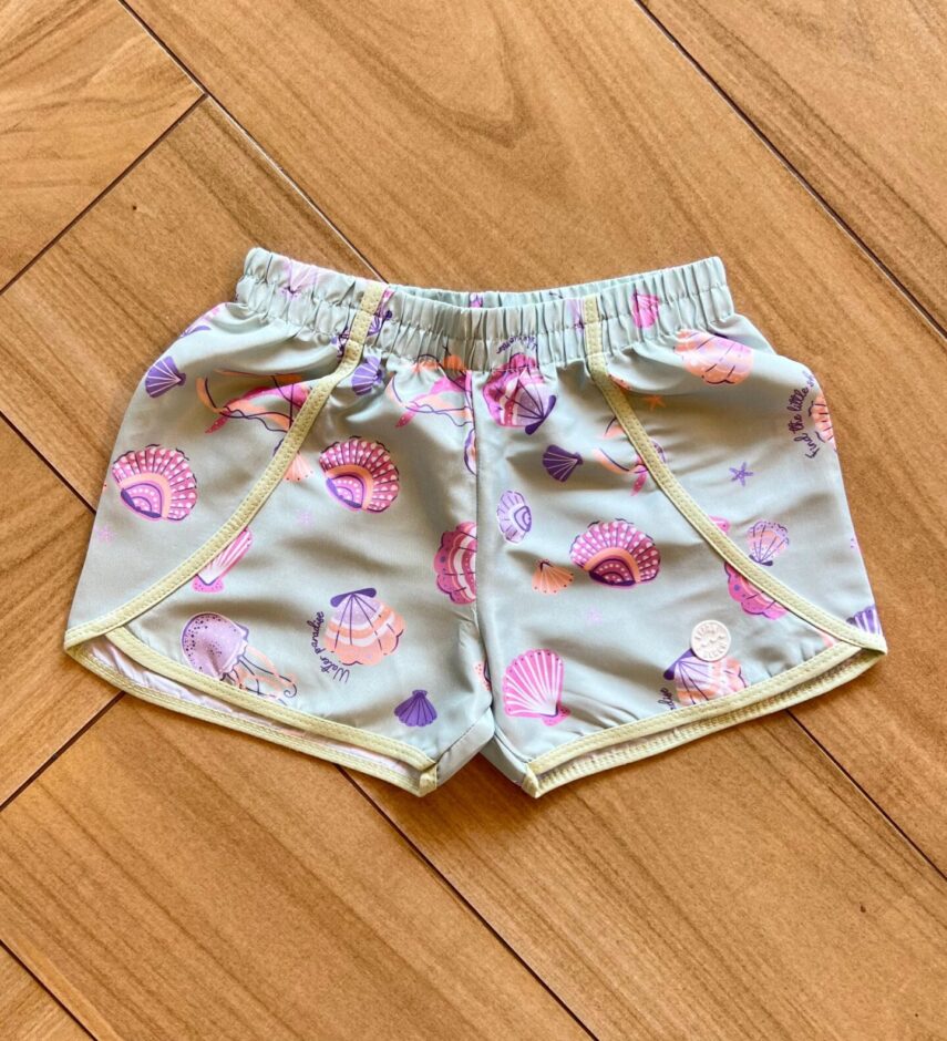 Short Infantil Feminino Estampado Concha Verde Fernanda Ramos Kids