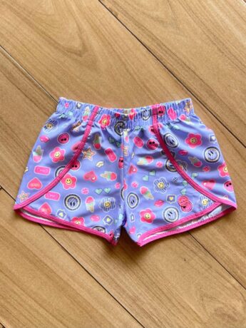 Short Infantil Feminino Estampado Emojis Lilás Fernanda Ramos Kids