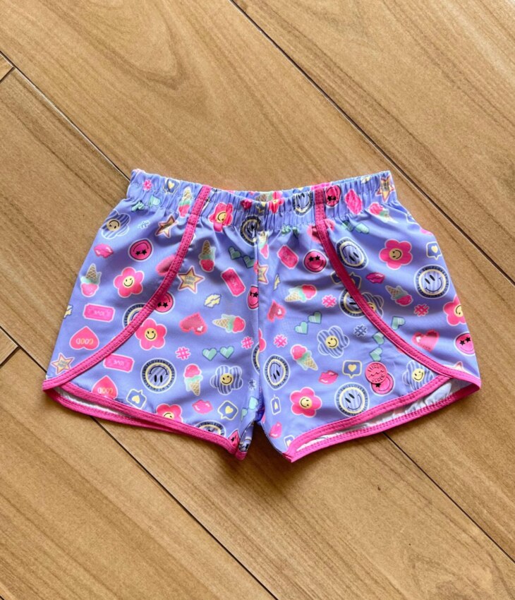 Short Infantil Feminino Estampado Emojis Lilás Fernanda Ramos Kids