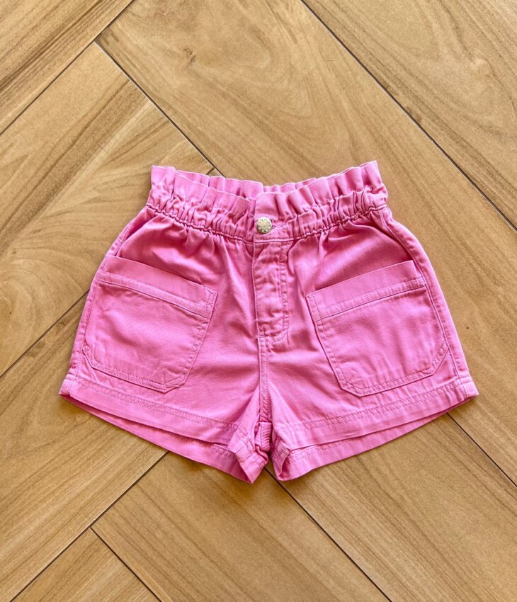 Short Infantil Feminino Jeans Bolso frontal Lilás Fernanda Ramos Kids