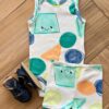 Short Infantil Masculino em Suedine Estampas Off White Fernanda Ramos Kids