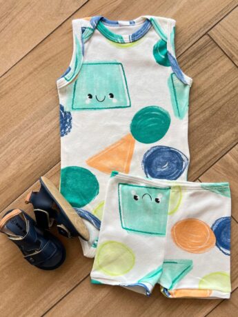 Short Infantil Masculino em Suedine Estampas Off White Fernanda Ramos Kids