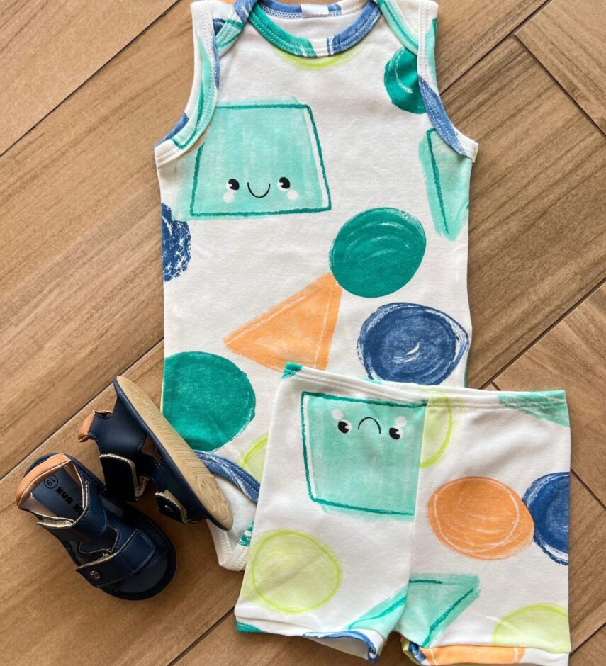 Short Infantil Masculino em Suedine Estampas Off White Fernanda Ramos Kids