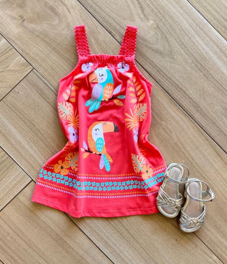 Vestido Infantil Feminino Alça Trabalhada Tucano Fernanda Ramos Kids