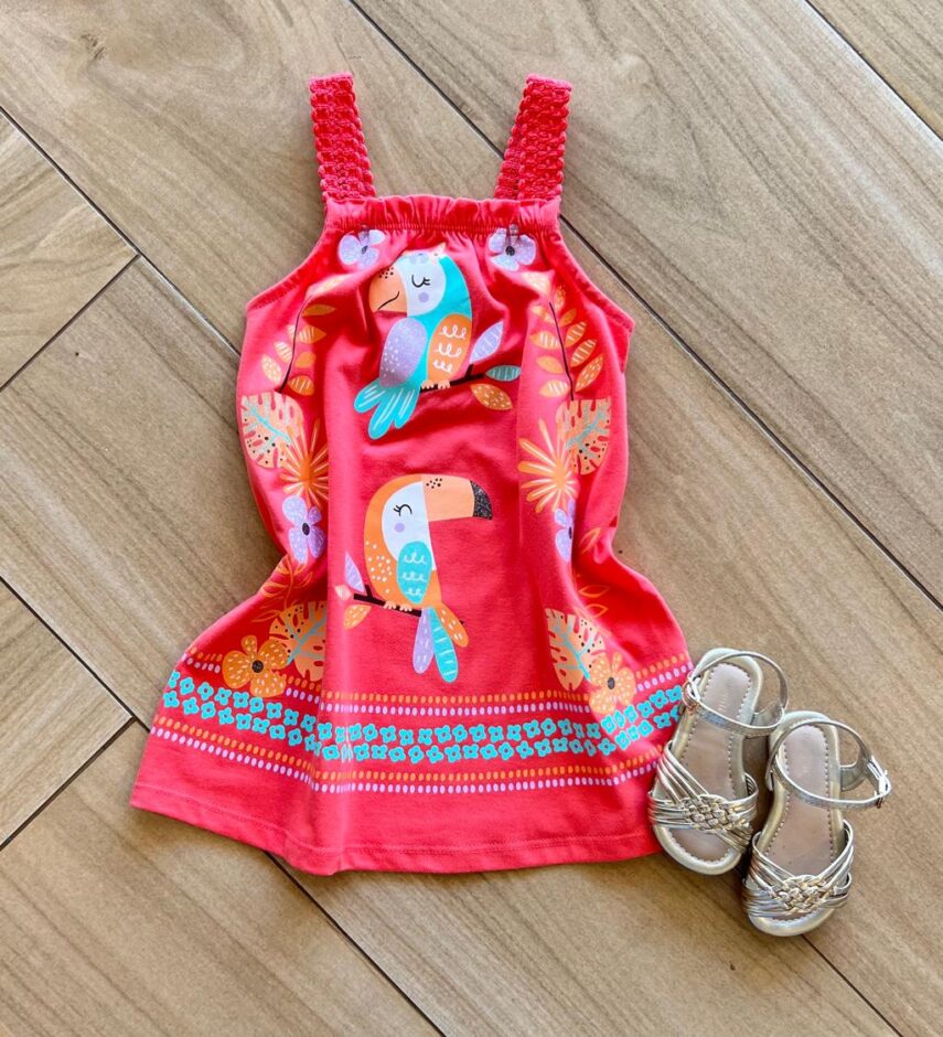 Vestido Infantil Feminino Alça Trabalhada Tucano Fernanda Ramos Kids