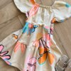 fernandaramoskids com br Vestido Infantil Feminino Bege Estampa Flor 1