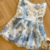 fernandaramoskids com br Vestido Infantil Feminino Branco Estampa Flor Azul 1