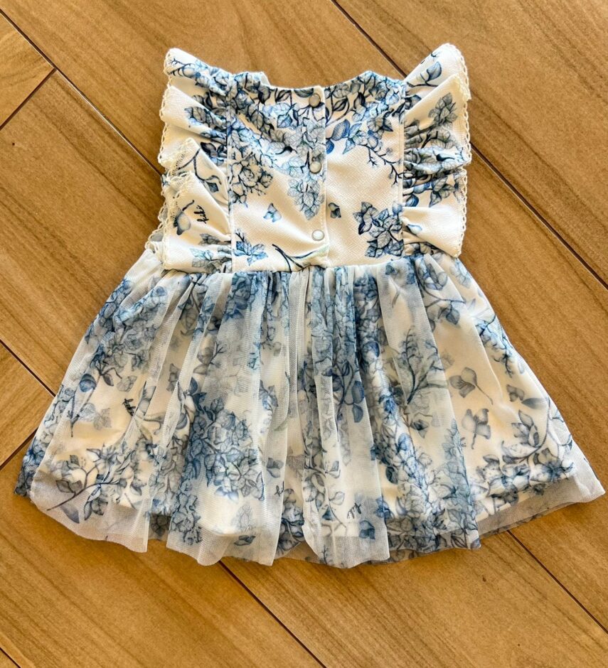 fernandaramoskids com br Vestido Infantil Feminino Branco Estampa Flor Azul 2