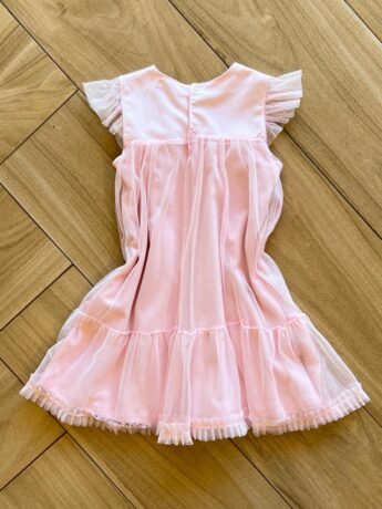 Vestido Infantil Feminino Cetim com Detalhe em Tule com Aplicação 1 Fernanda Ramos Kids