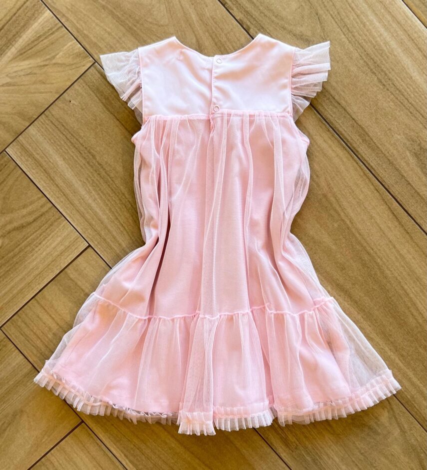 Vestido Infantil Feminino Cetim com Detalhe em Tule com Aplicação 1 Fernanda Ramos Kids