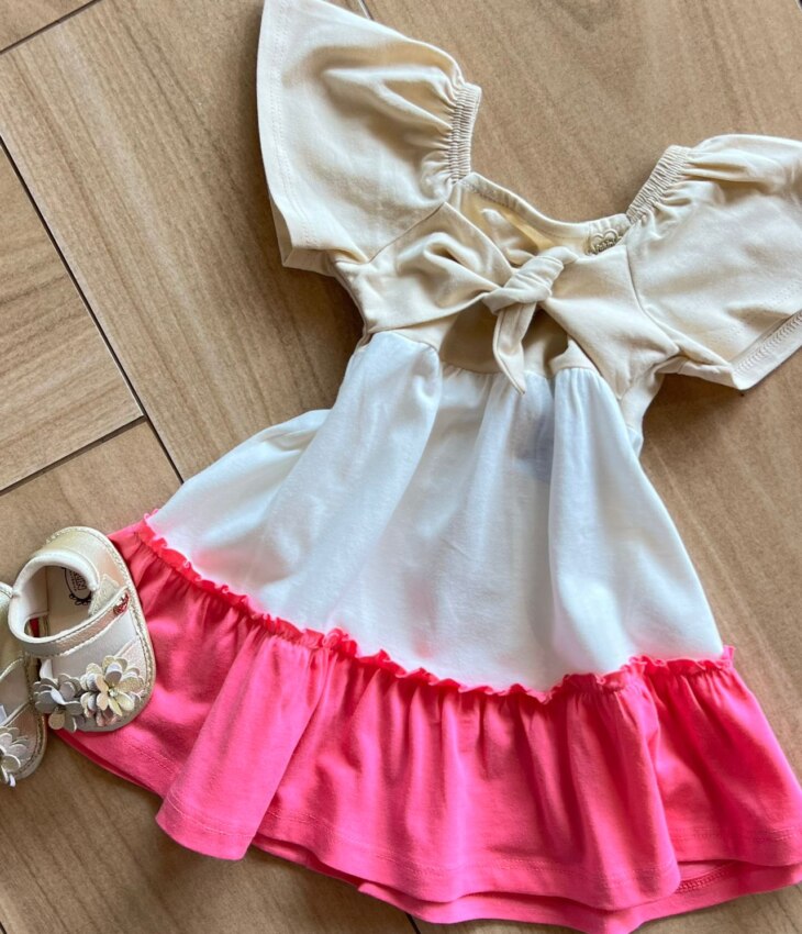 fernandaramoskids com br Vestido Infantil Feminino com Amarração na Frente 3 Cores 1