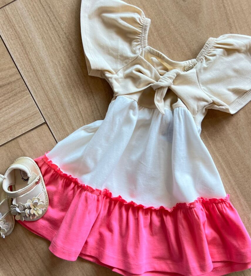 fernandaramoskids com br Vestido Infantil Feminino com Amarração na Frente 3 Cores 1
