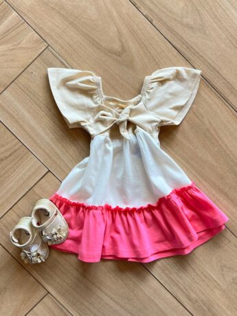 Vestido Infantil Feminino com Amarração na Frente 3 Cores Fernanda Ramos Kids