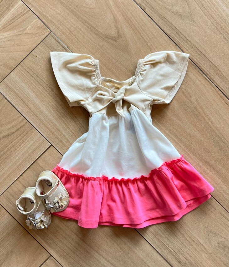 Vestido Infantil Feminino com Amarração na Frente 3 Cores Fernanda Ramos Kids