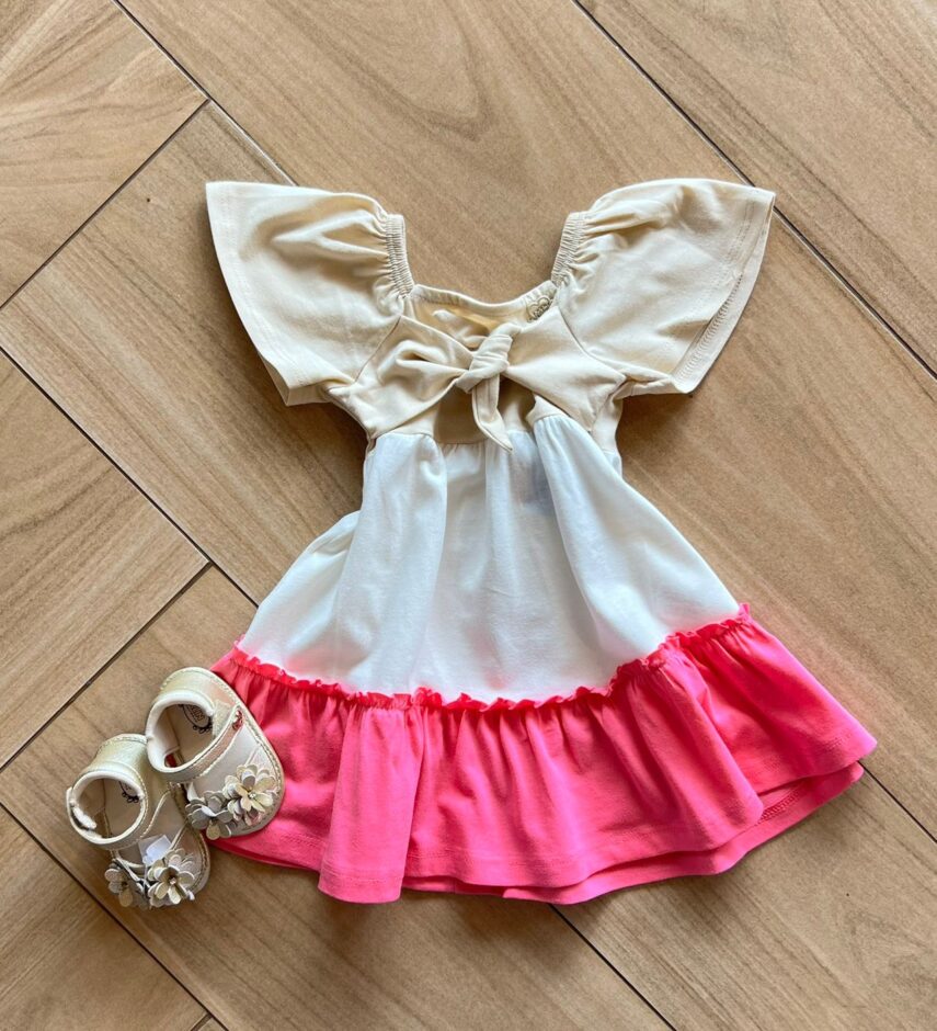 Vestido Infantil Feminino com Amarração na Frente 3 Cores Fernanda Ramos Kids