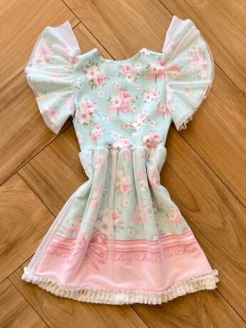 Vestido Infantil Feminino com Aplicação na Manga Estampa Floral 1 Fernanda Ramos Kids