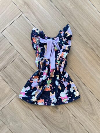 Vestido Infantil Feminino com Babado Mundo Animal 1 Fernanda ramos kids