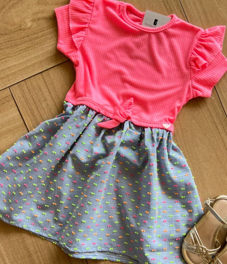 fernandaramoskids com br Vestido Infantil Feminino com Detalhe Canelado 1