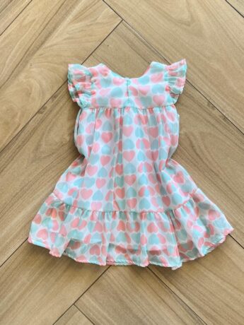 Vestido Infantil Feminino Coração Verde e Rosa 1 Fernanda Ramos Kids
