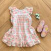 Vestido Infantil Feminino Coração Verde e Rosa Fernanda Ramos Kids