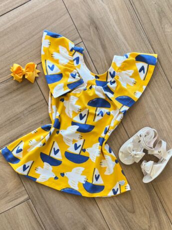 Vestido Infantil Feminino Cotton Pássaro Fernanda ramos kids