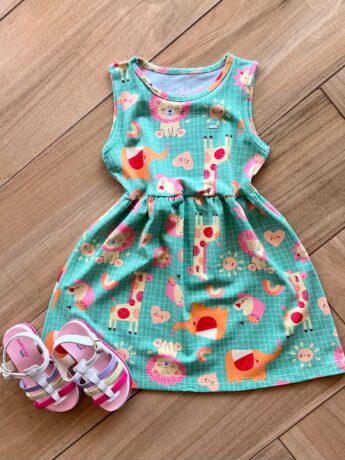 Vestido Infantil Feminino Curto Amplo Estampa Animal Fernanda ramos kids