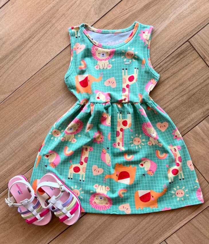 Vestido Infantil Feminino Curto Amplo Estampa Animal Fernanda ramos kids