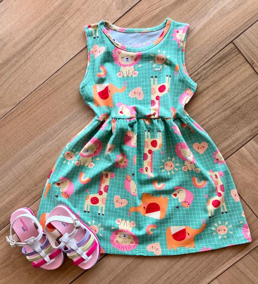 Vestido Infantil Feminino Curto Amplo Estampa Animal Fernanda ramos kids