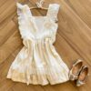 Vestido Infantil Feminino Curto com Fio Dourado e Perolas Fernanda ramos kids